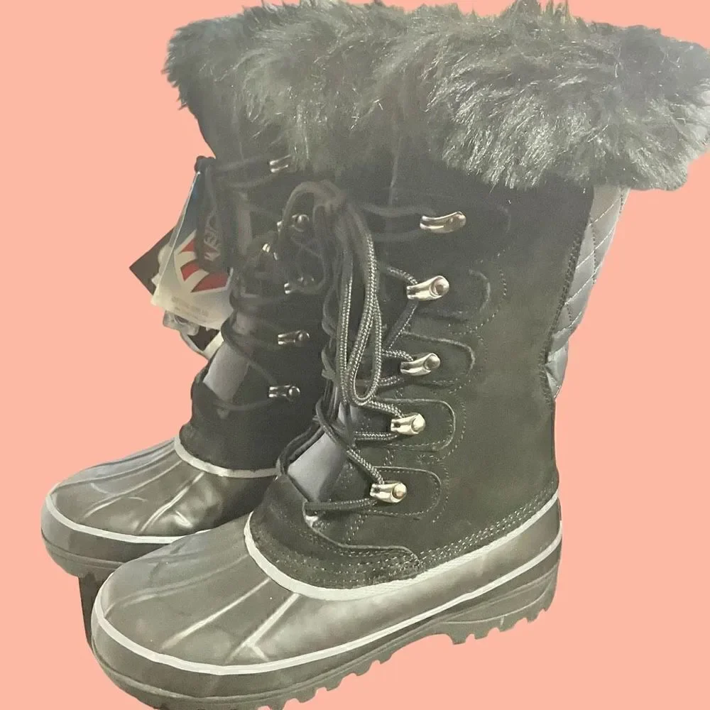 KHOMBU 868010 Nordic 2 Black Lace-Up Waterproof Winter Boots / SZ: 6